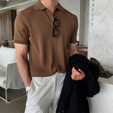 Ribbed Knit Polo Shirt